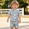 thumbnail image 2 of WhouRiu Boys Casual Outfits Short Sleeve Button Up Shirts And Shorts Sets Baby Summer Beach Clothes, 2 of 9