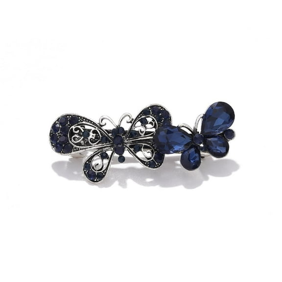 Butterfly Hair Clip Rhinestone Barrette Blue Crystal Hair Pins Hair Accessories for Women and Girls (Style 2)