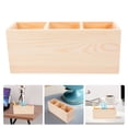 thumbnail image 2 of KAKOWELY desktop storage box Wooden Desk Organizer With 3 Compartments Makeup Brush Holder Remote Control Caddy Pencil Storage Box For Office Home School Decor, 2 of 4