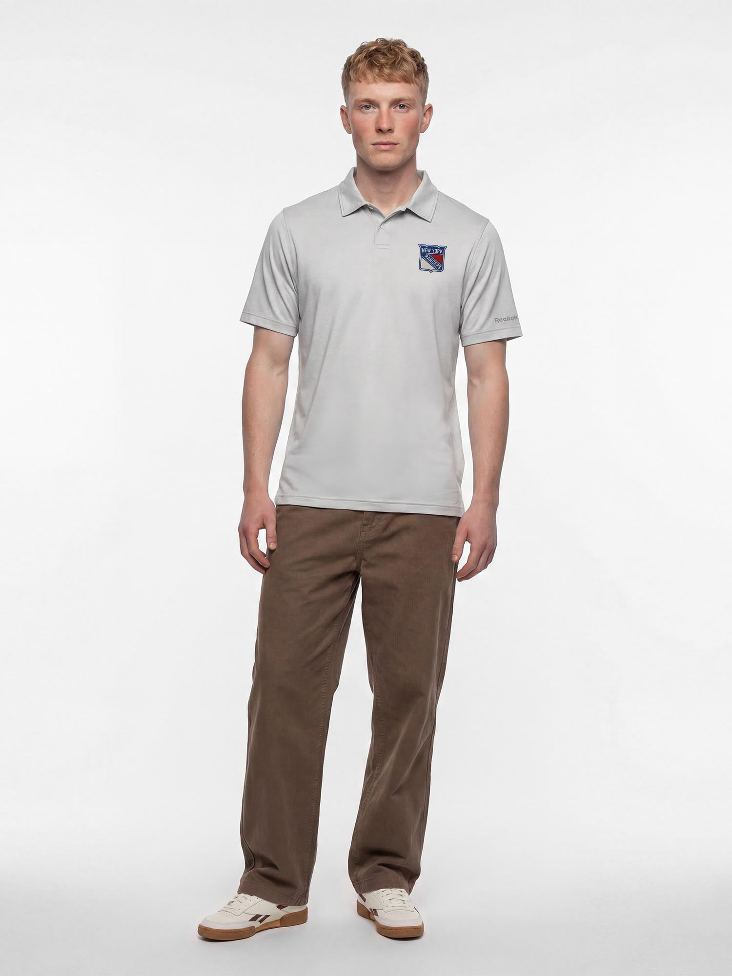 New York Rangers Reebok Mens Gray Short Sleeve Polo Shirt