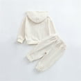 thumbnail image 4 of Atogsazn Baby Boys Athletic Fall Clothes Set Toddler Jogger Zip Up Long Sleeve Hooded Sweatshirt and Pants Outfits Beige 9-12 Months, 4 of 5