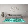 thumbnail image 3 of Ahgly Company Machine Washable Indoor Rectangle Abstract Turquoise Blue Modern Area Rugs, 6' x 9', 3 of 4