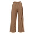 thumbnail image 5 of RUTAYY Women's Wide Leg Pants Drawstring Elastic Waist Vertical Side Stripe Side Pockets Casual Sports Comfortable Long Trousers, Khaki, 5 of 5