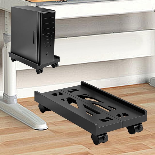 Soporte de CPU móvil, soporte de torre de PC, soporte extraíble portátil, Accesorios de escritorio para juegos, soporte de torre de ordenador Negro