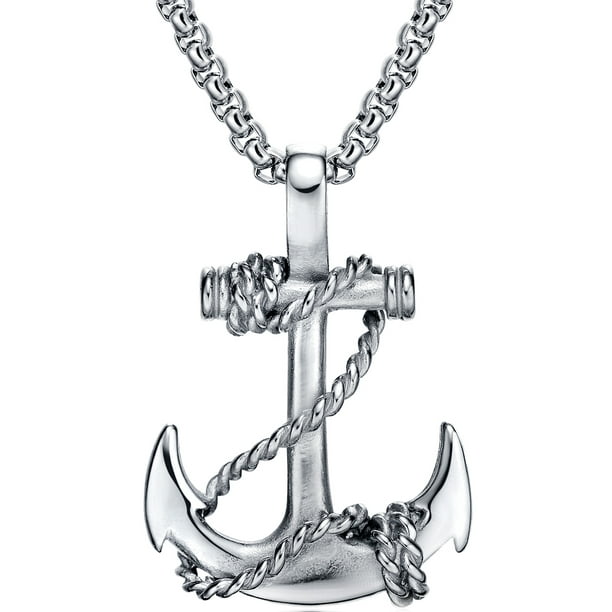 Buy products such as philippians 4:13 jewelry cross necklace strength bible verse stainless steel 20 inch curb chain at walmart and save. men s stainless steel rope anchor pendant necklace