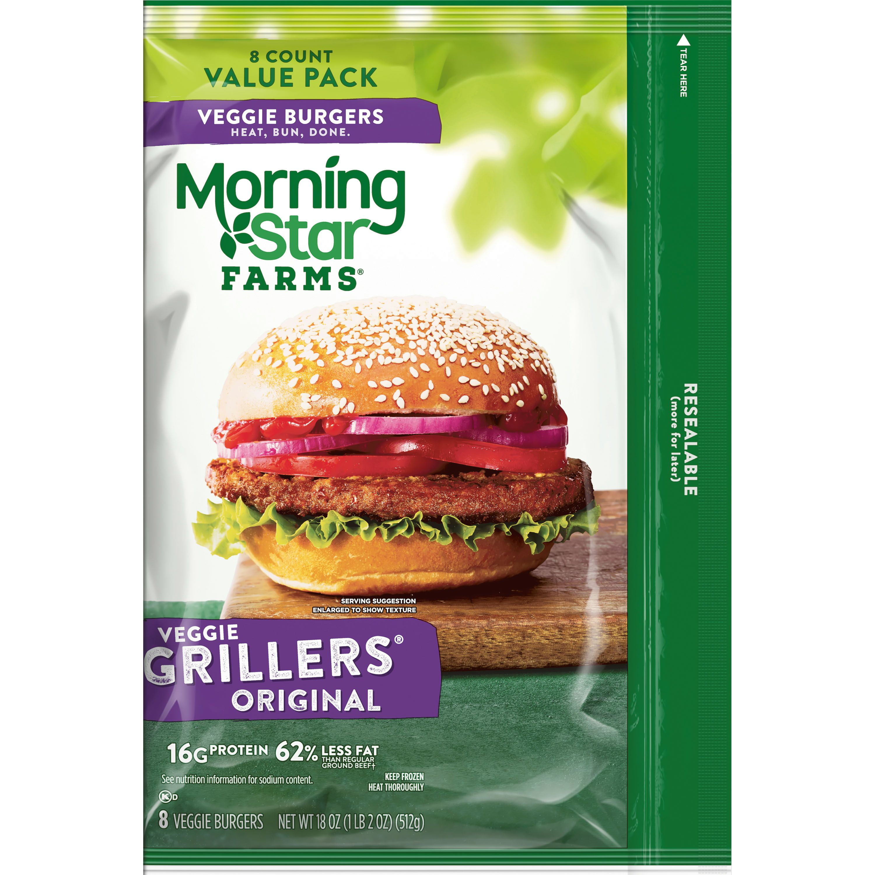 MorningStar Farms Veggie Burgers, Grillers Original, Value Pack
