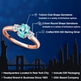 thumbnail image 2 of Gem Stone King 18K Rose Gold Plated Silver Blue Apatite and Lab Grown Diamond Engagement Ring for Women | 1.16 Cttw | Oval 7X5MM | Gemstone Birthstone | Size 9, 2 of 6