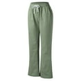 thumbnail image 5 of TRUBKH Linen Pants for Women Paperbag Pant Floral Belt Pants Gaucho Pant Resort Wear for Women 2026 Tapered Pants Vacation Beach Pants Pull On Pants Flowy Gauze Boho Bottoms Lounge Trousers Green M, 5 of 8