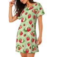 thumbnail image 2 of Fotbe Strawberry Floral Bata de Dormir para Mujer con Estampado, Camisón de Algodón de Manga Corta, Ropa de Dormir Casual, 2 of 6