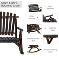 thumbnail image 5 of Outsunny Wooden Porch Rocking Chair, Wood Double Adirondack, Rocker for Indoor or Outdoor with High Rise Slatted Back, Carbonized, 5 of 9