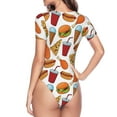 thumbnail image 4 of Balery Hot Dog Burger Women's Short Sleevee Crew Neck Bodysuit Tops Short Sleeve Tops Basic-, 4 of 9