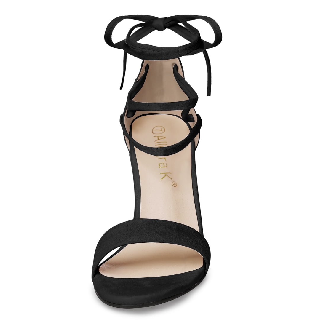 DARING DIVA Women's Lace Up Chunky Strappy High Heels Sandal Black 9.5