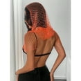 thumbnail image 5 of HuangHuanChen Mesh Tops For Women Sexy Hood Shirt Hollow Out Tops Clubwear Bikini Crop Top Orange, 5 of 7