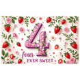 thumbnail image 2 of Floral Design Birthday Banner Strawberry Theme Number Banner Background for Kids Party Event Decor Celebration, 2 of 8