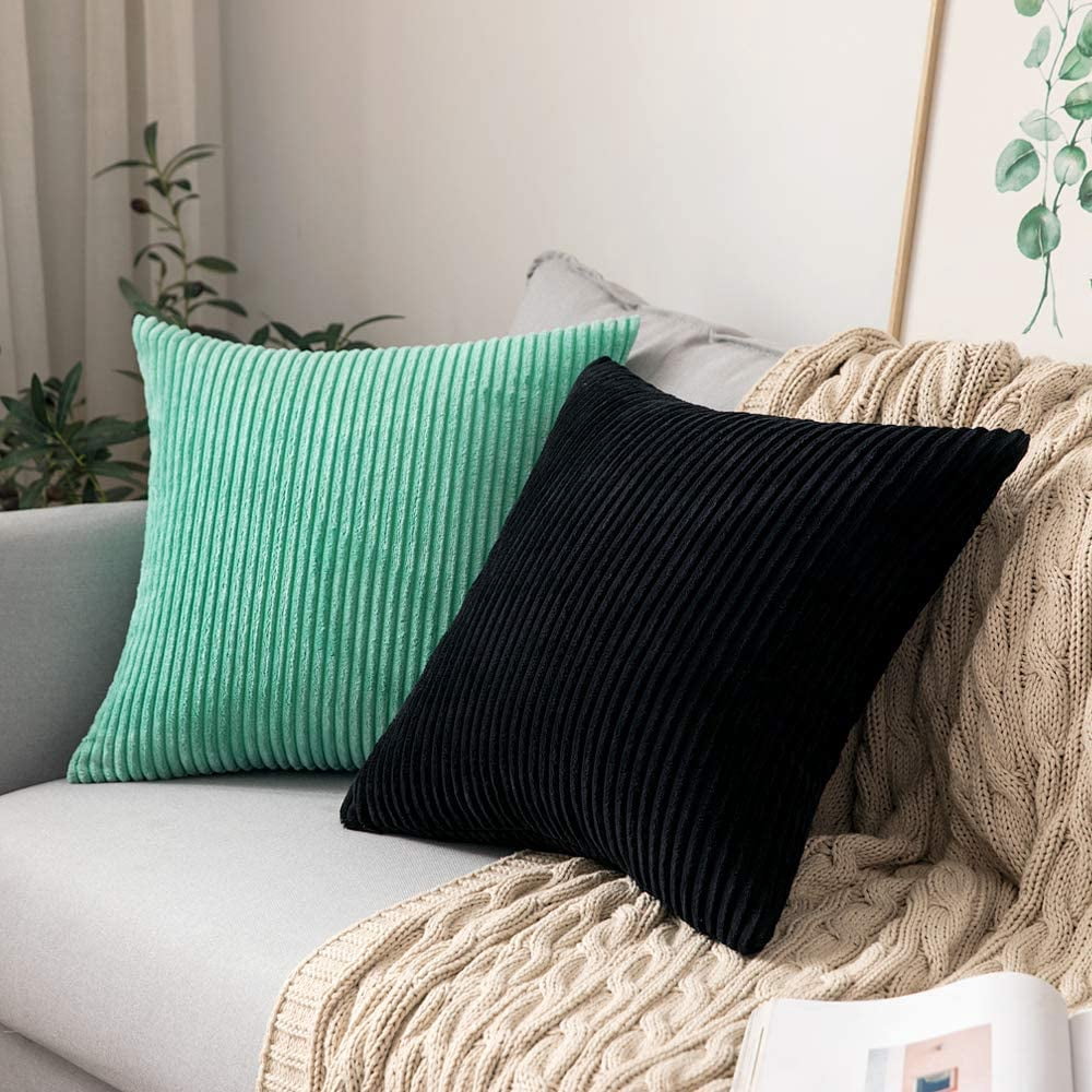 Wehilion 2pcs Throw Pillow Covers Set Cushion Cases Pillowcases for Sofa Bedroom Car Corduroy Soft Soild Decorative Square Christmas