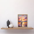 thumbnail image 2 of Sunset Sailing Vibrant Oil Painting Orange Purple Blue Bathroom Artwork Sail Boat Seascape Artwork Framed Wall Art Print A4, 2 of 5