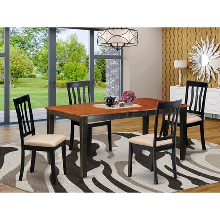 East West Furniture Table Set Includes a Rectangle Table with Butterfly Leaf and Dining Chairs (Chair Seat Type Options) NIAN5-BCH-C