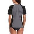 thumbnail image 4 of Women's Banded Crewneck UPF 50+ Swimwear Rash Guard Colorblock Short Sleeve Surfing Bath Tops, 4 of 6