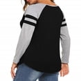 thumbnail image 2 of Women's Spring Multi-Color Stripe Stitching Long Sleeve T-shirt V-neck Color Matching Top, 2 of 2