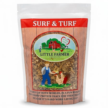Surf & Turf Chicken Treats – Dried River Shrimp & Mealworms for Chickens | High-Protein Poultry Snack | Calcium & Omega-3 Support | Natural Feed Supplement, 1 lb