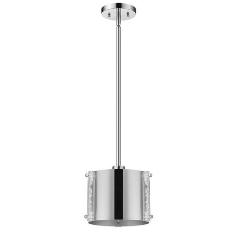 

HomeRoots 398310 6.5 x 9 x 9 in. Zoom 1-Light Polished Stainless Steel Pendant with Seeded Acrylic Accents