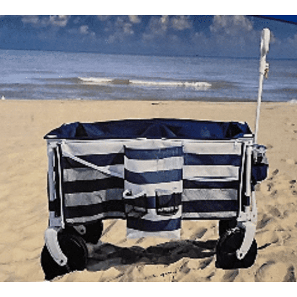 Bahama Bay Quad Folding Wagon, Blue and White Stripe