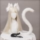 thumbnail image 1 of Kit de disfraz de cola larga de zorro lobo BLESIY para mujer Halloween Cosplay Blanco, 1 of 7