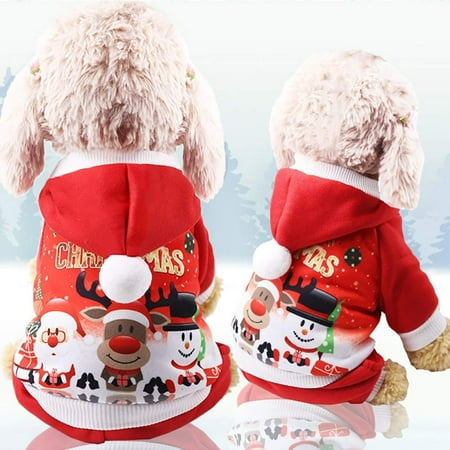 Dog Santa Outfits GLiving Christmas Clothes for Dogs Pet Sweatshirt Santa Claus Elk Snowman Dog Outfits ()