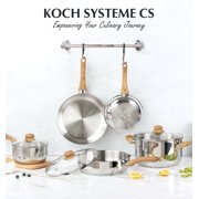 Koch Systeme CS 12 Piece Stainless Steel Coowkare Set with Cool-Touch Bakelite Handle, Professional 18/10 Pots and Pans Set, Dishwasher Safe