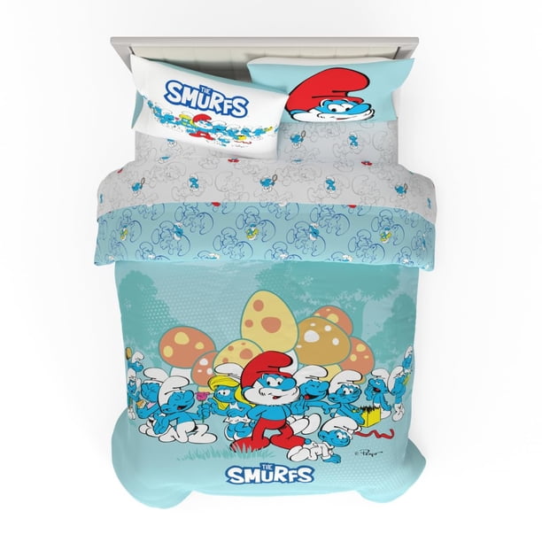 Juego de ropa de cama Franco The Smurfs Super Soft, tamaño completo, 5 piezas