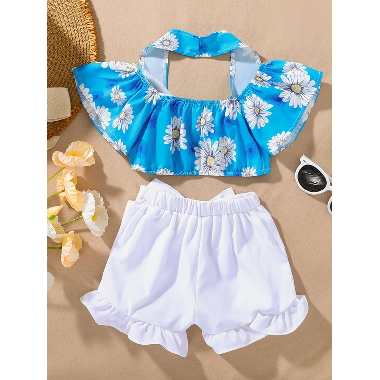  Toddler Baby Girl Summer Outfits Off Shoulder T-Shirt