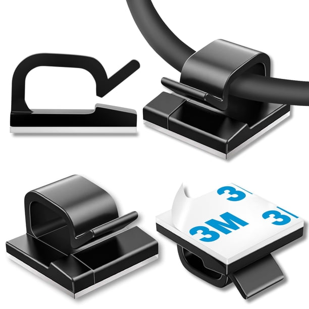 Clips para cables suoundey 130 piezas organizador adhesivo de cables negro
