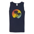 thumbnail image 2 of Two Coconut Palm Trees Beach Sunset | Mens Pop Culture Graphic Tank Top, Navy, 2XL, 2 of 4