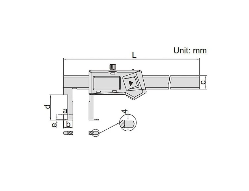 1120-200A Caliper Digital Inside Groove Caliper Range 25-200mm/0.98-8"
