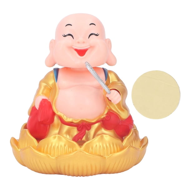 Bouddha souriant hochant la tête Maitreya, jouet solaire pour tableau de bord de voiture, pour la maison ou le bureau, doré