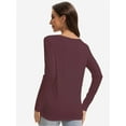 thumbnail image 2 of Womens Crewneck Long Sleeve Casual Basics Fall Solid T-Shirt, 2 of 6