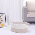 thumbnail image 4 of REGALWOVEN Woven Storage Basket with Handles, Shelf Closet Storage Bin White/Khaki 15.5*11.5*7.5in, 4 of 6