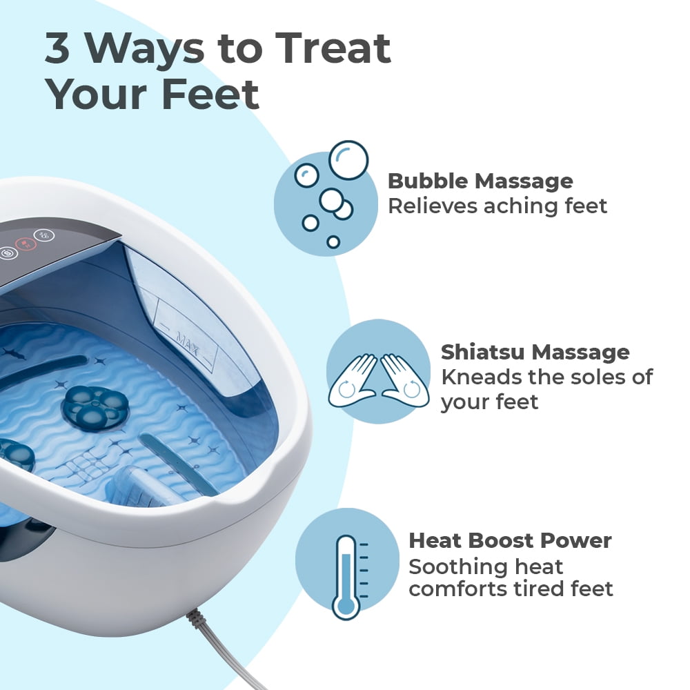 HoMedics? Shiatsu Bliss Footbath with Heat Boost, Foot Spa Massager, Deep Kneading Pedicure Tub, Vibrating Bubbles with Soothing Heat, Portable At-Home Spa&nbsp;