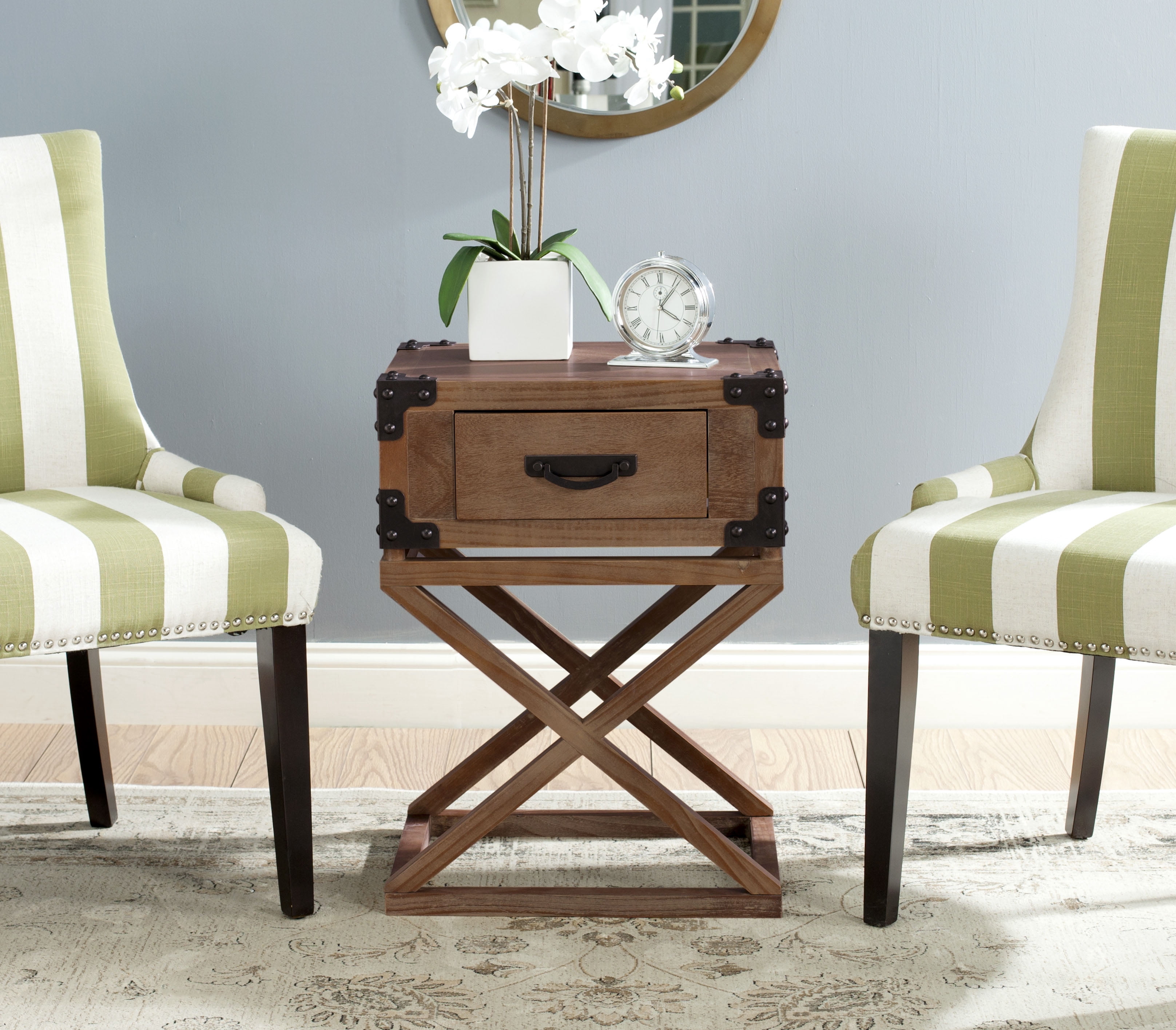 SAFAVIEH Dunstan Rustic Accent Table With Storage Drawer, Washed Natural Pine