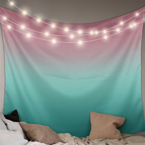 Ombre Green Pink Tapestry for Bedroom Wall Hanging Tapestry, Colorful Painting Ceiling Backdrop Tapestries Poster Blanket Wall Decor for Teens Room Living Room Dorm 39" x 59"