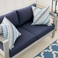 thumbnail image 5 of Modway Shore Fabric & Aluminum Outdoor Patio Loveseat in Silver & Navy, 5 of 6