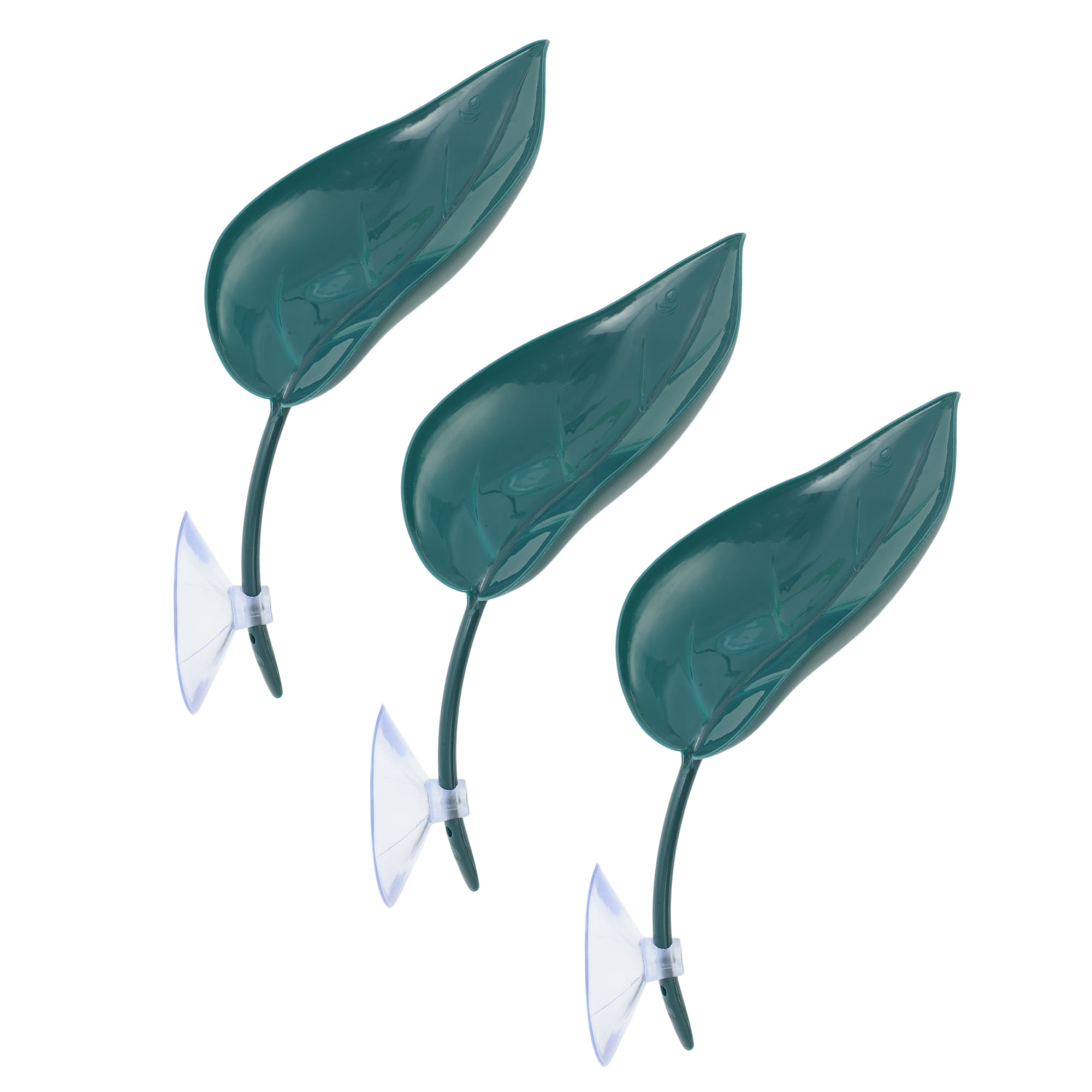 Unique Bargains Artificial Habitat Leaves Artificial Plant Decoration with Suction Cups Reptile Tank Decoration for Leopard Gecko Frog Lizards Dark Blue 3 Pcs