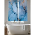 thumbnail image 5 of Gold Blue Marble Texture Sheer Curtains 72 inches Long 2 Panels Set Abstract Gradient Water Ripple Sheer Window Curtain Rod Pocket Voile Drapes for Living Room/Bedroom, Each 52" W x 72" L, 5 of 7