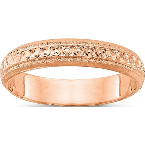 14K Rose Gold 3mm Design Etched Wedding Band (Size 5) Made In Puerto Rico xwb251-5