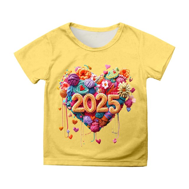 TZEWGL T-Shirts For Newborn Printed Short Sleeved Round Neck Comfortable Clothes For Kids size 3-4T