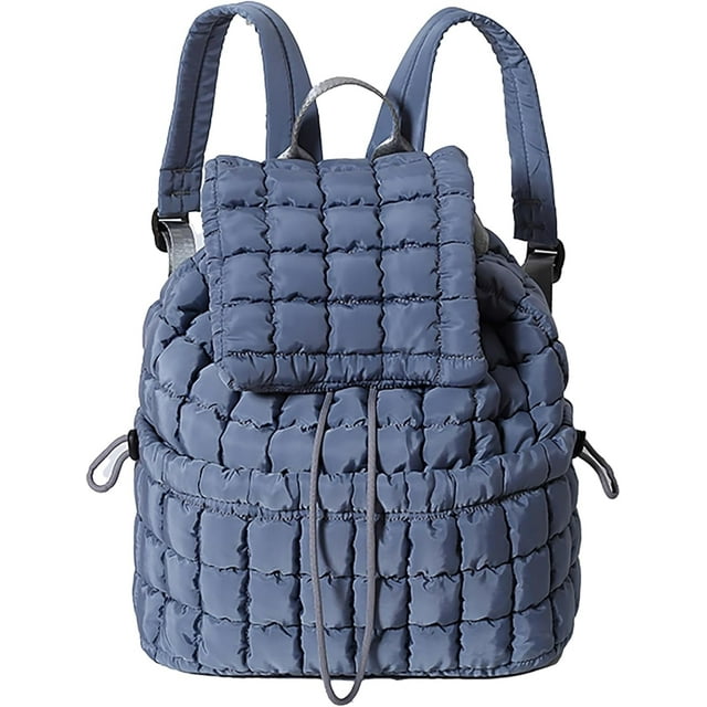 LHSHID Quilted Backpack for Women Lightweight Puffer Drawstring Padding Hiker Back Pack Travel Backpack College Gym Bag