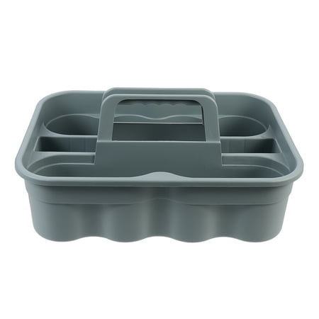 NICEXMAS Grey Plastic Cleaning Tool Basket with Multiple Compartments Organizer for Home and Office 1 Piece