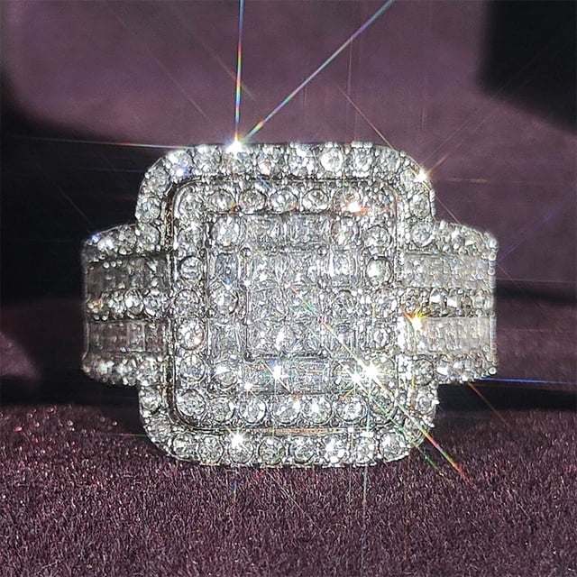 Silver Promise Rings Set Delicate Fashion Jewelry High Grade Lightweight Ring for Women Couples 2PCS