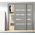 thumbnail image 3 of Sliding Closet Bypass Doors 84 x 96 inches | Quadro 4113 Grey Ash with Frosted Glass | Sturdy Rails Moldings Trims Hardware Set | Wood Solid Bedroom Wardrobe Doors, 3 of 6