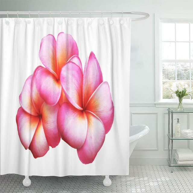 ABPHQTO Pink Hawaiian Frangipani Flowers The White Red Hawaii Lei Matrimonio Pareja Aloha Bali Cortinas de ducha de baño impermeables Set 165x180 cm ABPHQTO PKNMT66x72Shower-10732